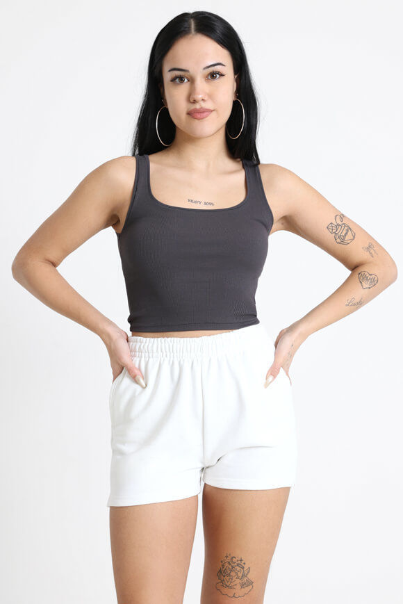 LA SHADY Geripptes Crop Tanktop | Anthrazit | Damen  | L von LA SHADY