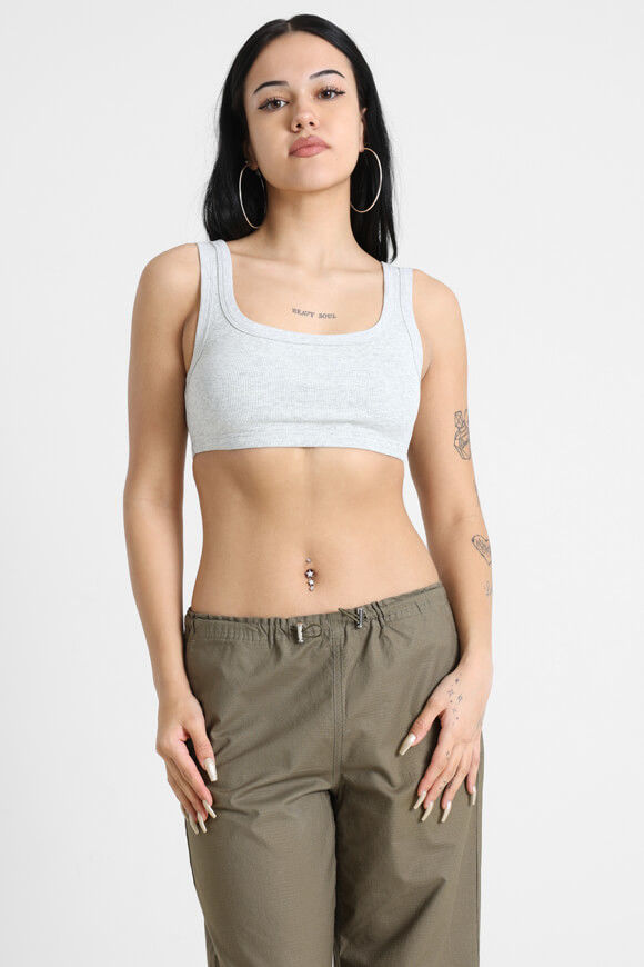 LA SHADY Geripptes Crop Top | Hellgrau meliert | Damen  | L von LA SHADY