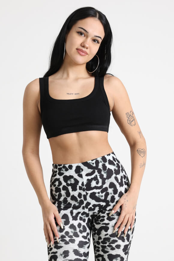 LA SHADY Geripptes Crop Top | Schwarz | Damen  | L von LA SHADY