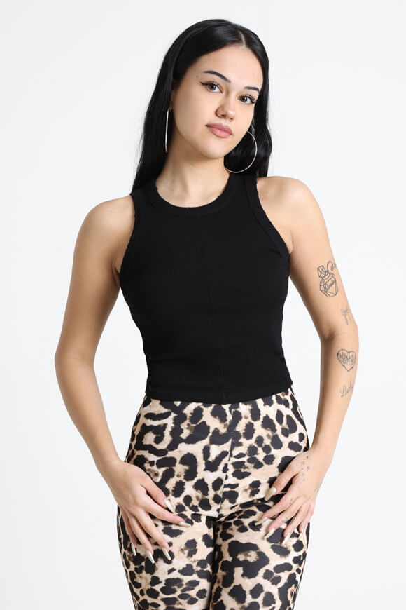 LA SHADY Geripptes Tanktop | Schwarz | Damen  | L von LA SHADY