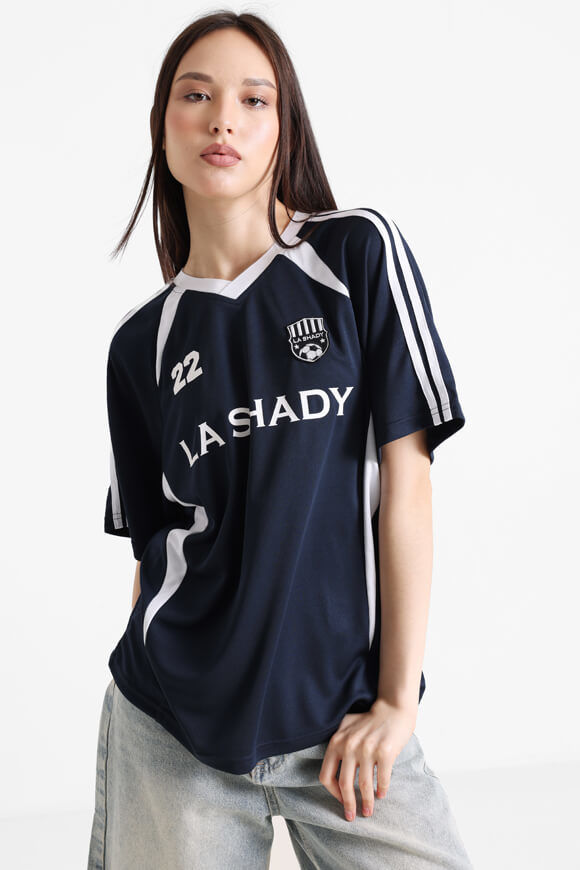 LA SHADY Mesh Oversize T-Shirt | Navy + Weiss | Damen  | L von LA SHADY