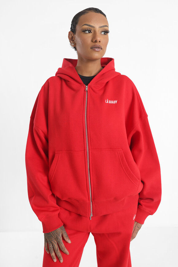 LA SHADY Oversize Kapuzensweatjacke | Rot | Damen  | L von LA SHADY