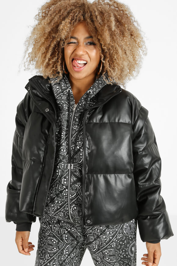 LA SHADY Puffer Kunstlederjacke / -Gilet | Schwarz | Damen  | M von LA SHADY