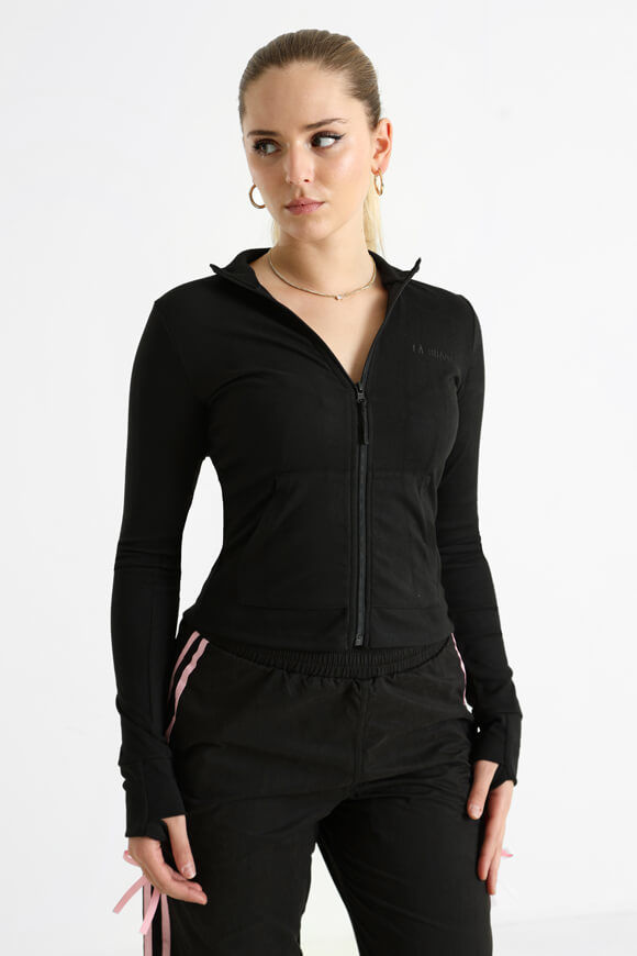 LA SHADY Fleece Trainingsjacke | Schwarz | Damen  | L von LA SHADY