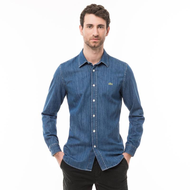 Hemd, Langarm Herren Blau Denim 41 von LACOSTE