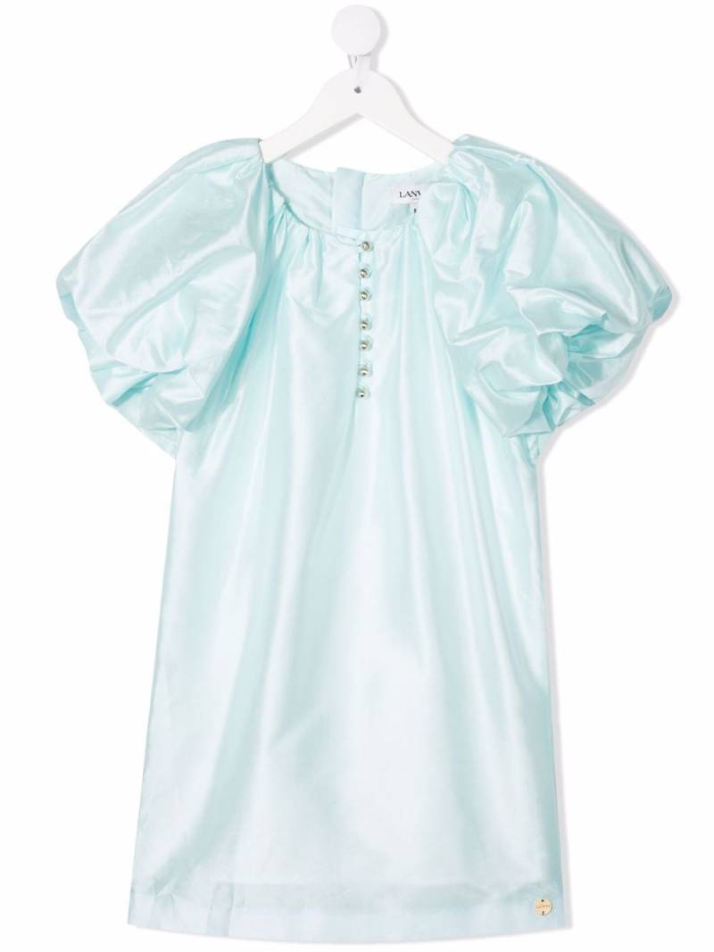 Lanvin Enfant metallic-effect puff-sleeves dress - Blue von Lanvin Enfant