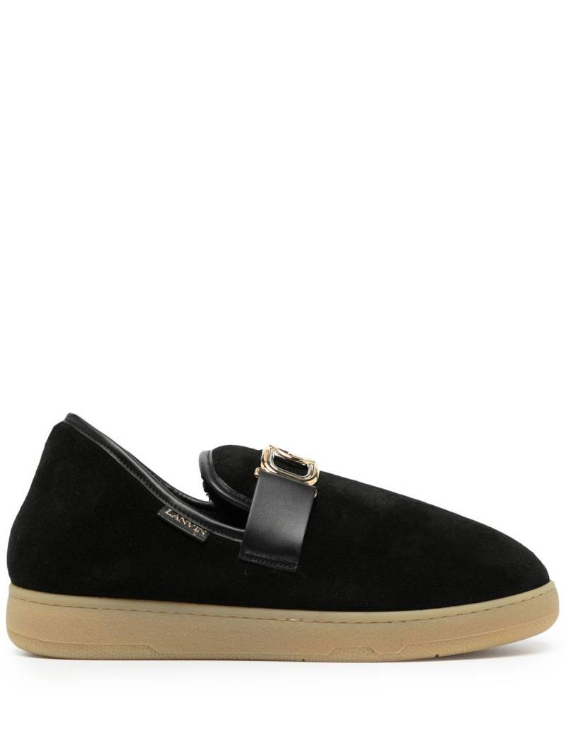 Lanvin velvet logo-buckle slippers - Black von Lanvin