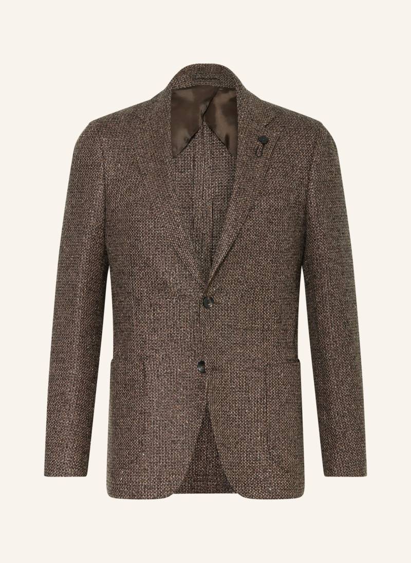 Lardini Tweed-Sakko Extra Slim Fit Mit Seide braun von LARDINI