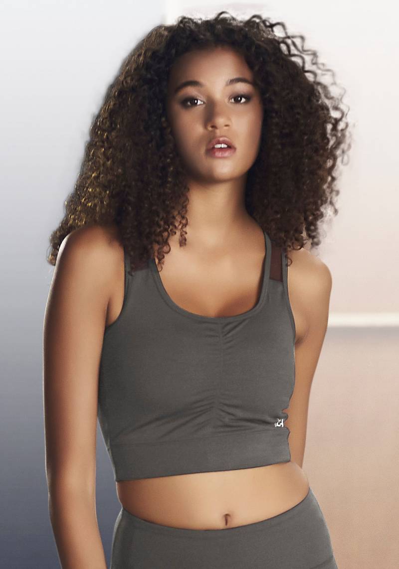 LASCANA ACTIVE Crop-Top, mit Raffung und Mesheinsätze von LASCANA ACTIVE