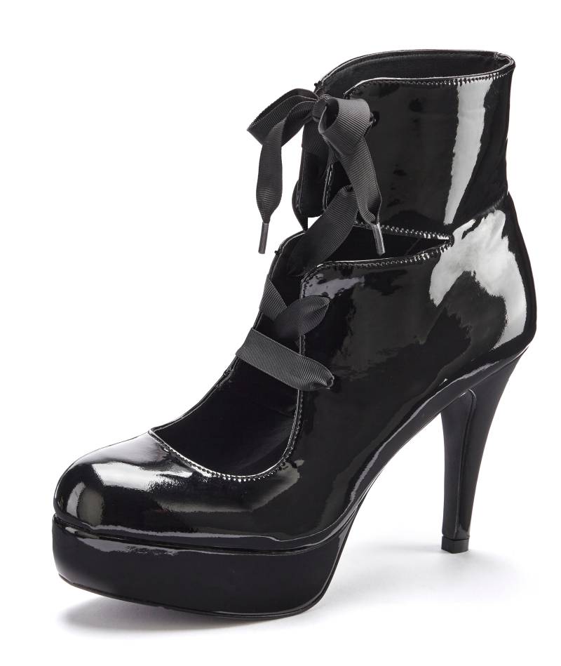 LASCANA Belle Affaire High-Heel-Schaftpumps, Stiefelette mit Plateau, Lackoptik von LASCANA Belle Affaire