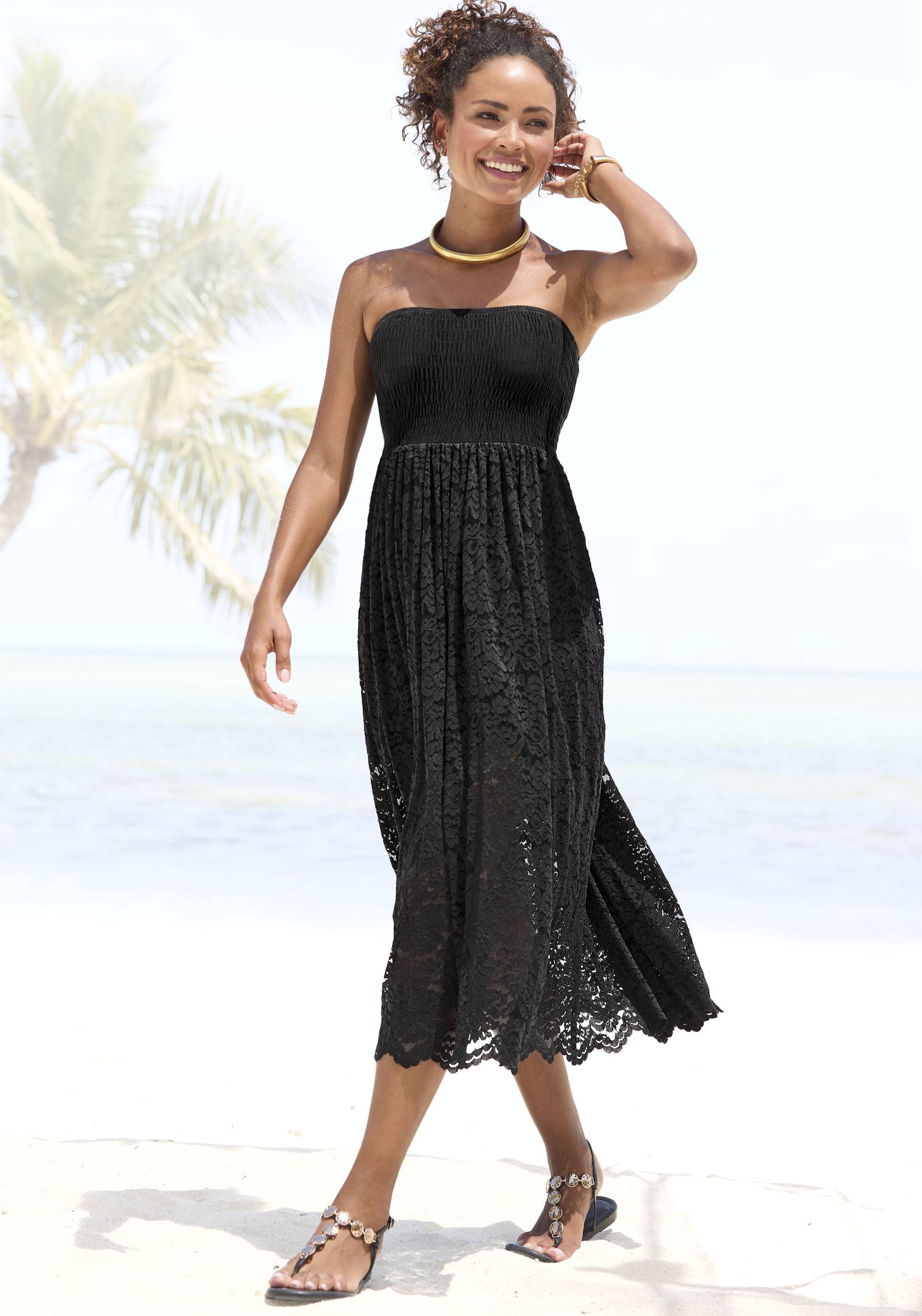 LASCANA 2-in-1-Kleid, aus geblümter Spitze, Sommerkleid oder Maxirock, elastisch LASCANA 2-in-1-Kleid, aus geblümter Spitze, Sommerkleid oder Maxirock, elastisch von LASCANA