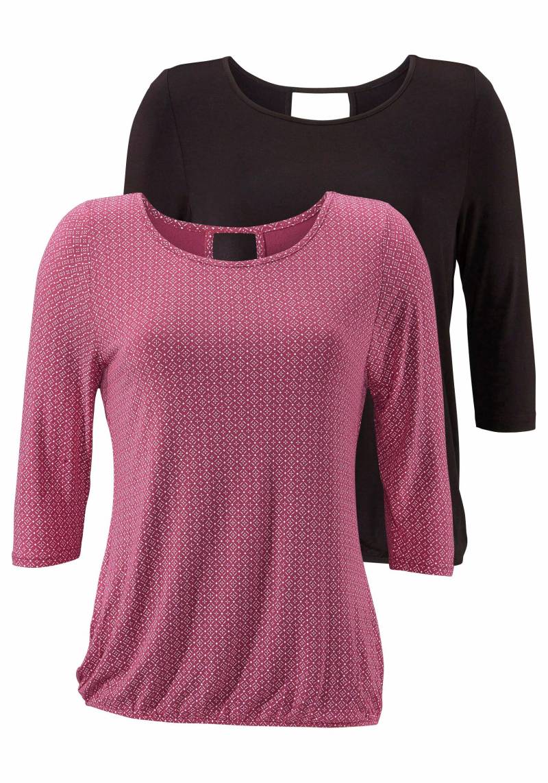 LASCANA 3/4-Arm-Shirt »mit modischem Cut-out«, (2er-Pack), aus weichem Viskose-Stretch von LASCANA