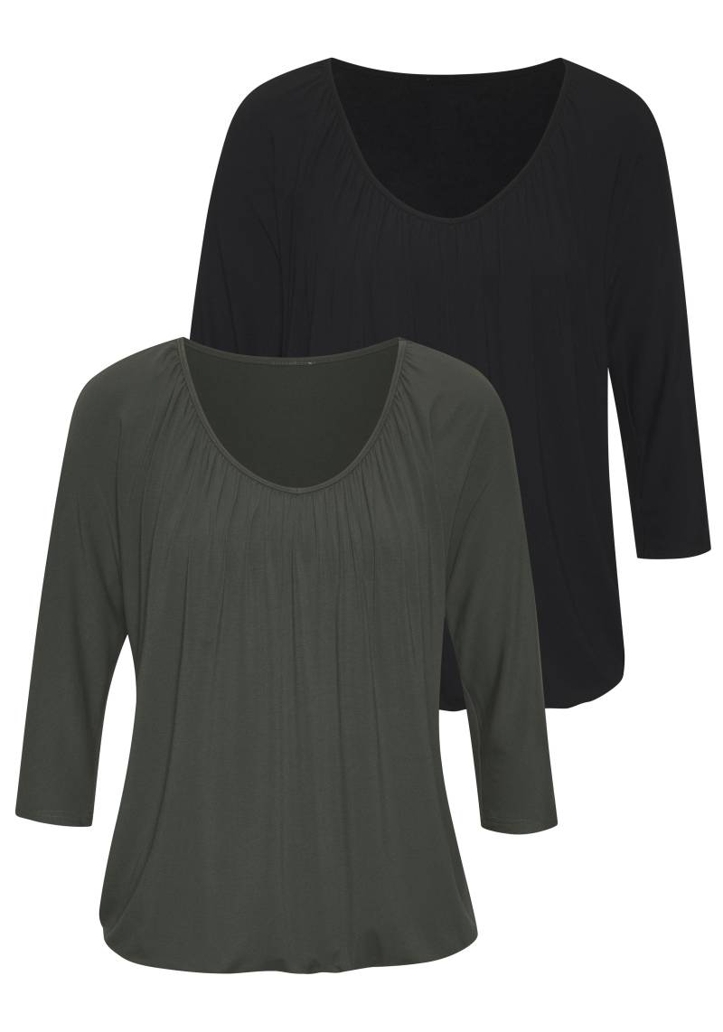 LASCANA 3/4-Arm-Shirt, mit Gummizug am Bund von LASCANA