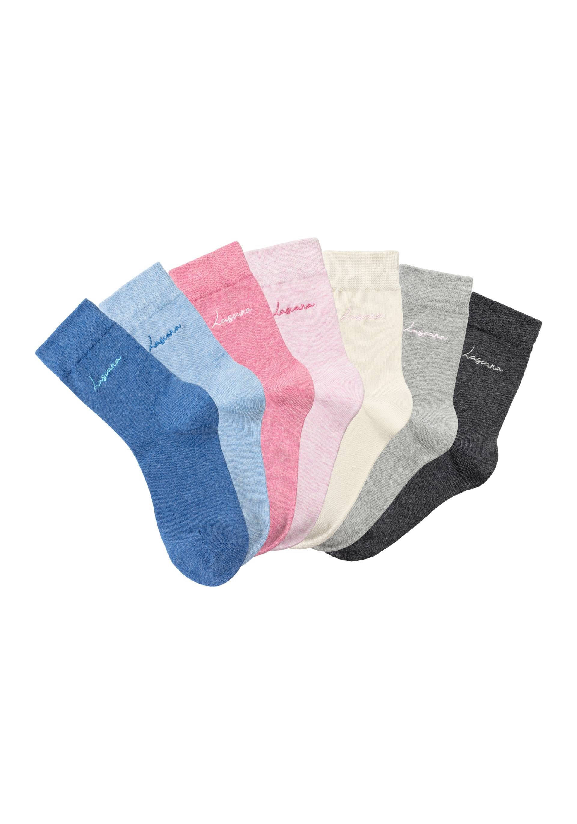 LASCANA Basicsocken, (Box, 7 Paar), mit hochwertiger Logo Stickerei von LASCANA