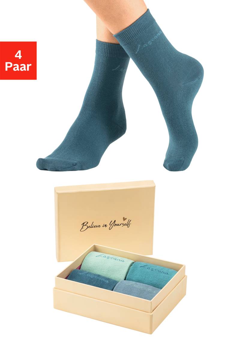 LASCANA Basicsocken, (Box, 4 Paar), in ansprechender Geschenkbox von LASCANA