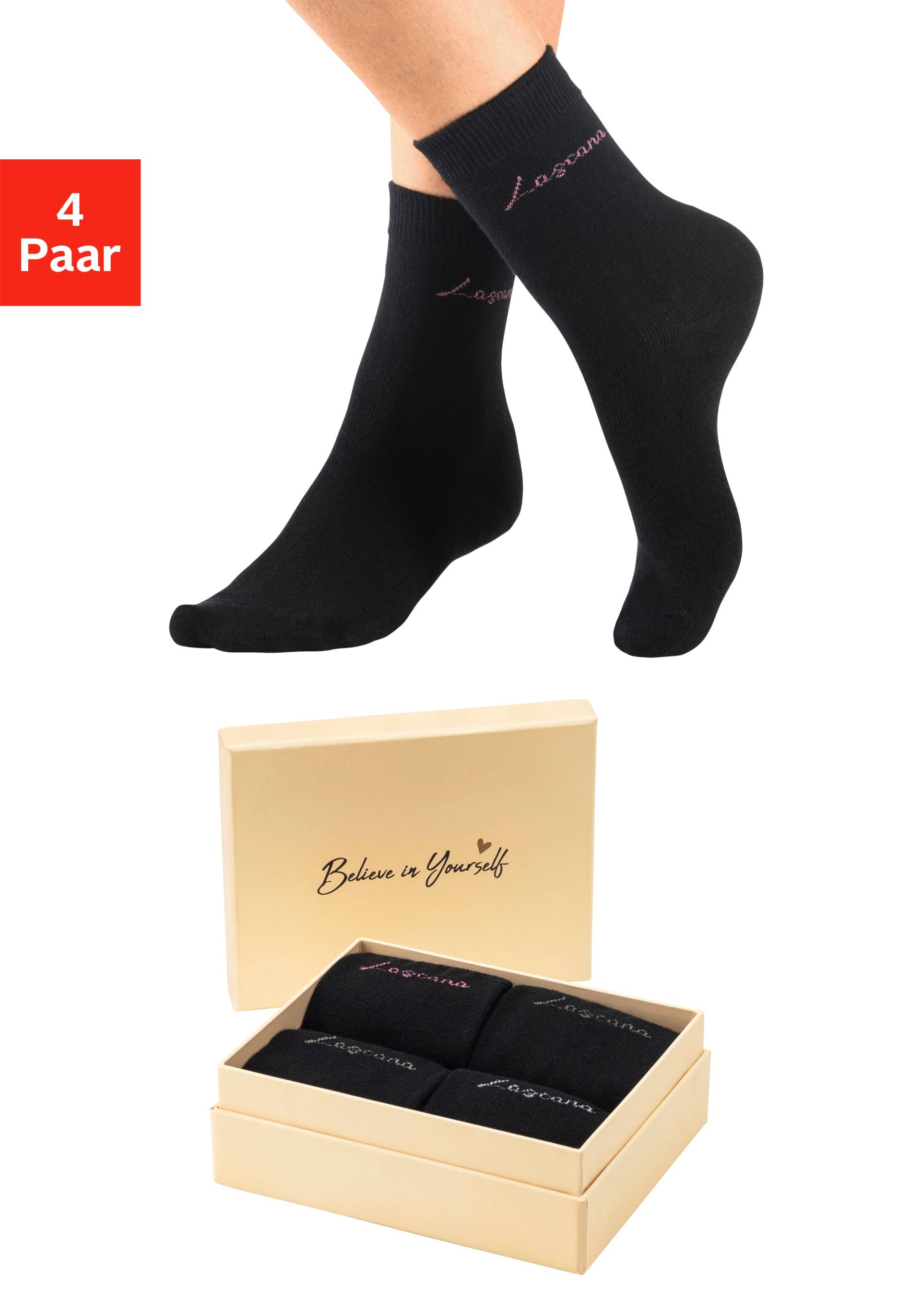 LASCANA Basicsocken, (Box, 4 Paar), in ansprechender Geschenkbox von LASCANA