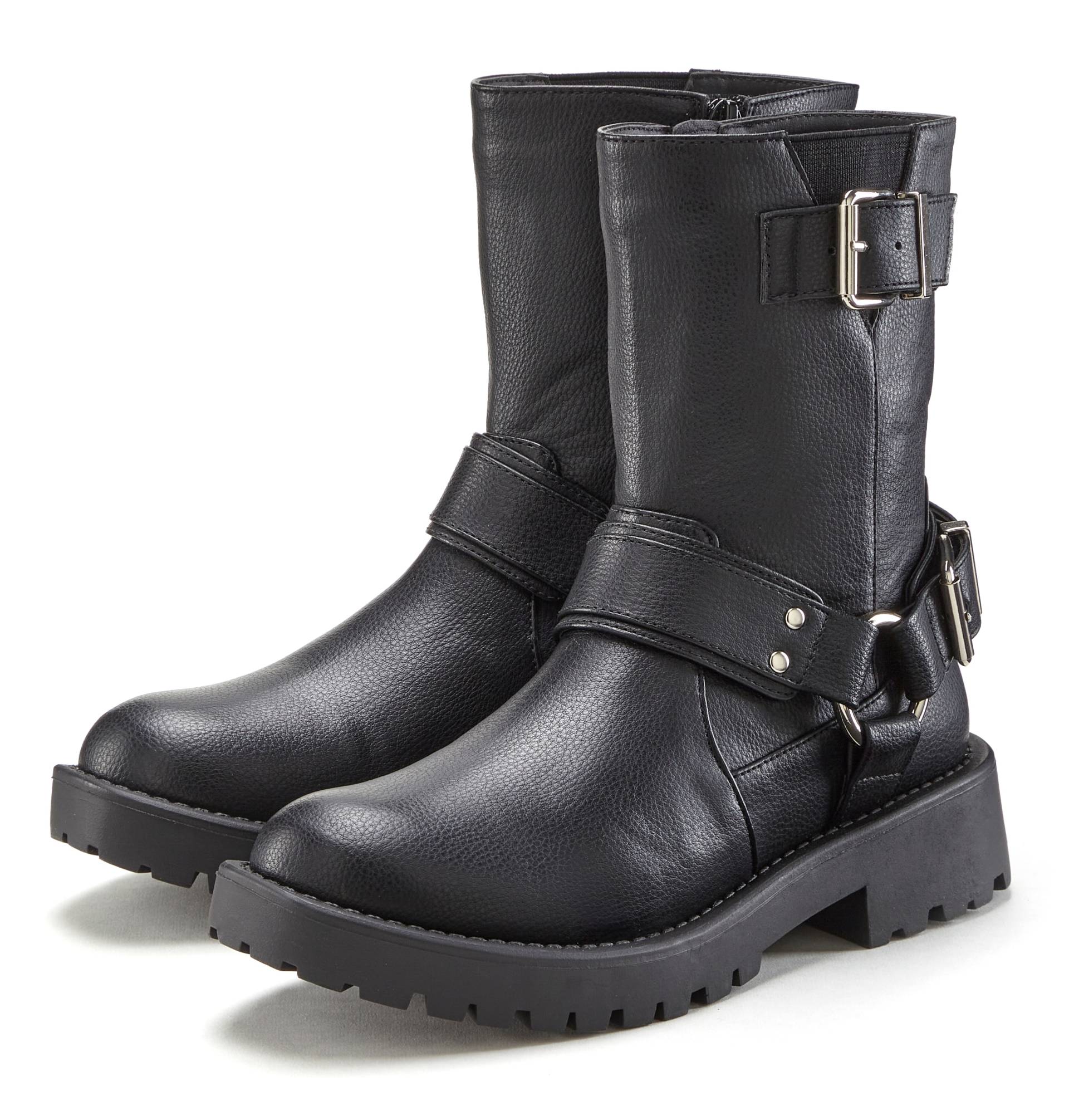 LASCANA Bikerboots, mit trendigen Zierschnallen, Stiefel, Stiefelette LASCANA Bikerboots, mit trendigen Zierschnallen, Stiefel, Stiefelette von LASCANA