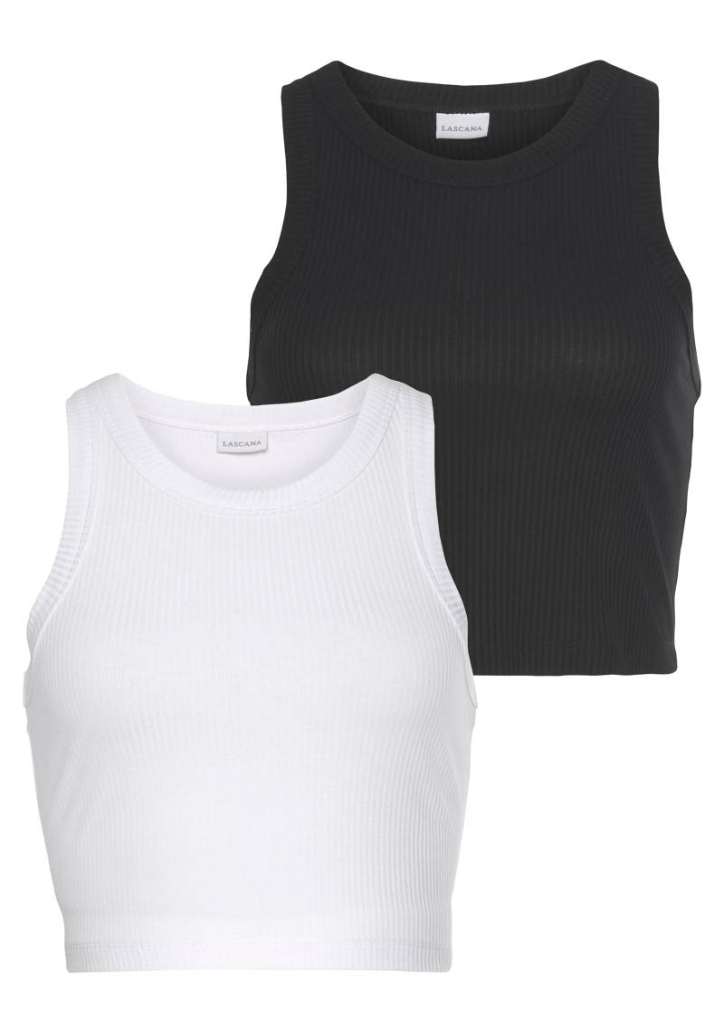 LASCANA Crop-Top, (2er-Pack), aus weicher Rippware, sommerliche Basic Tops von LASCANA