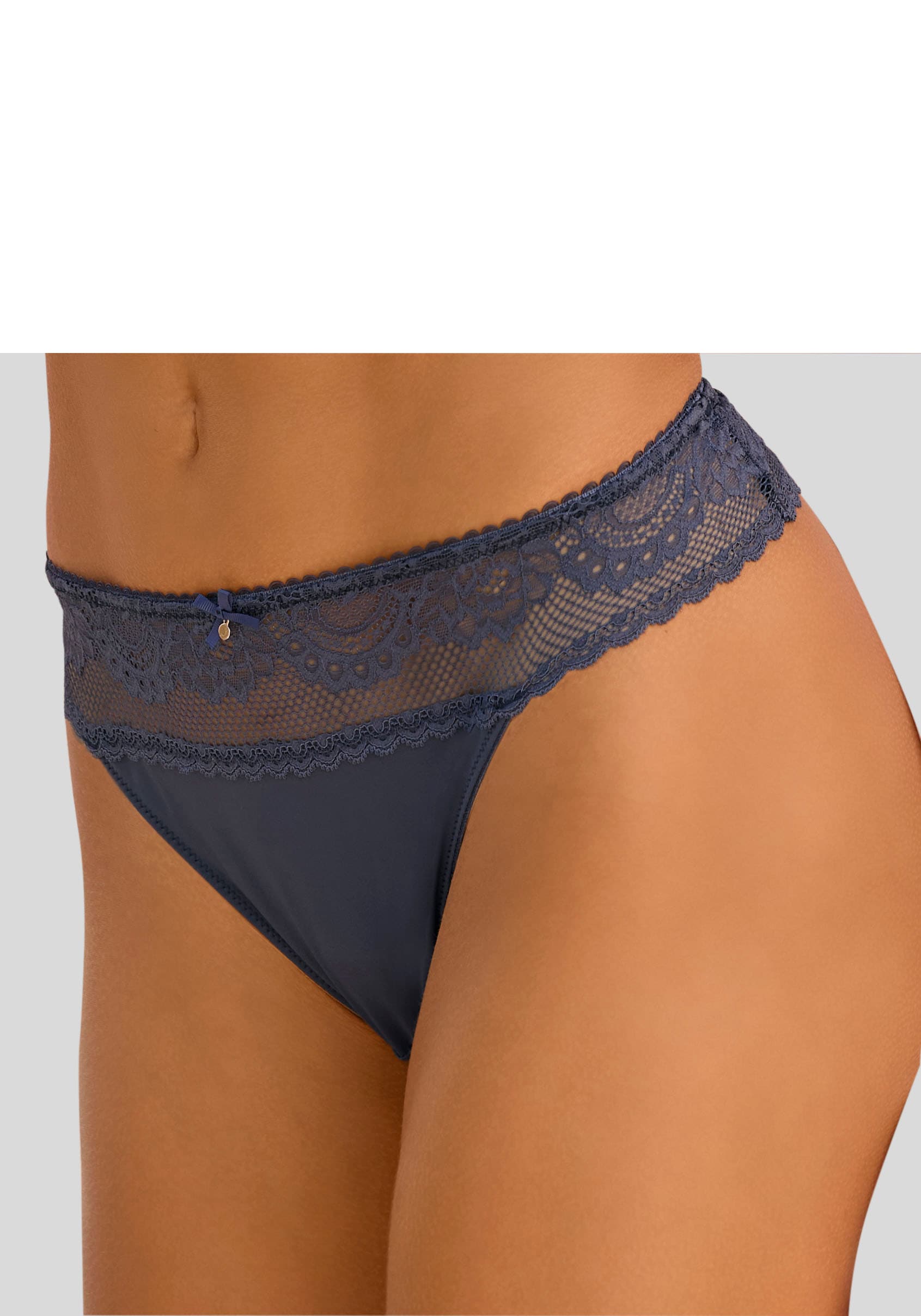 LASCANA High-Waist-String, mit breitem Bund aus floraler Spitze von LASCANA