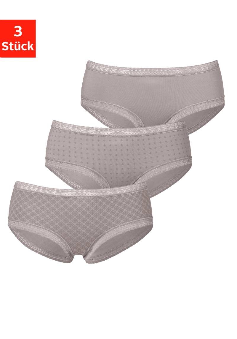 LASCANA Panty, (3er-Pack), aus elastischer Baumwolle mit weicher Spitze von LASCANA