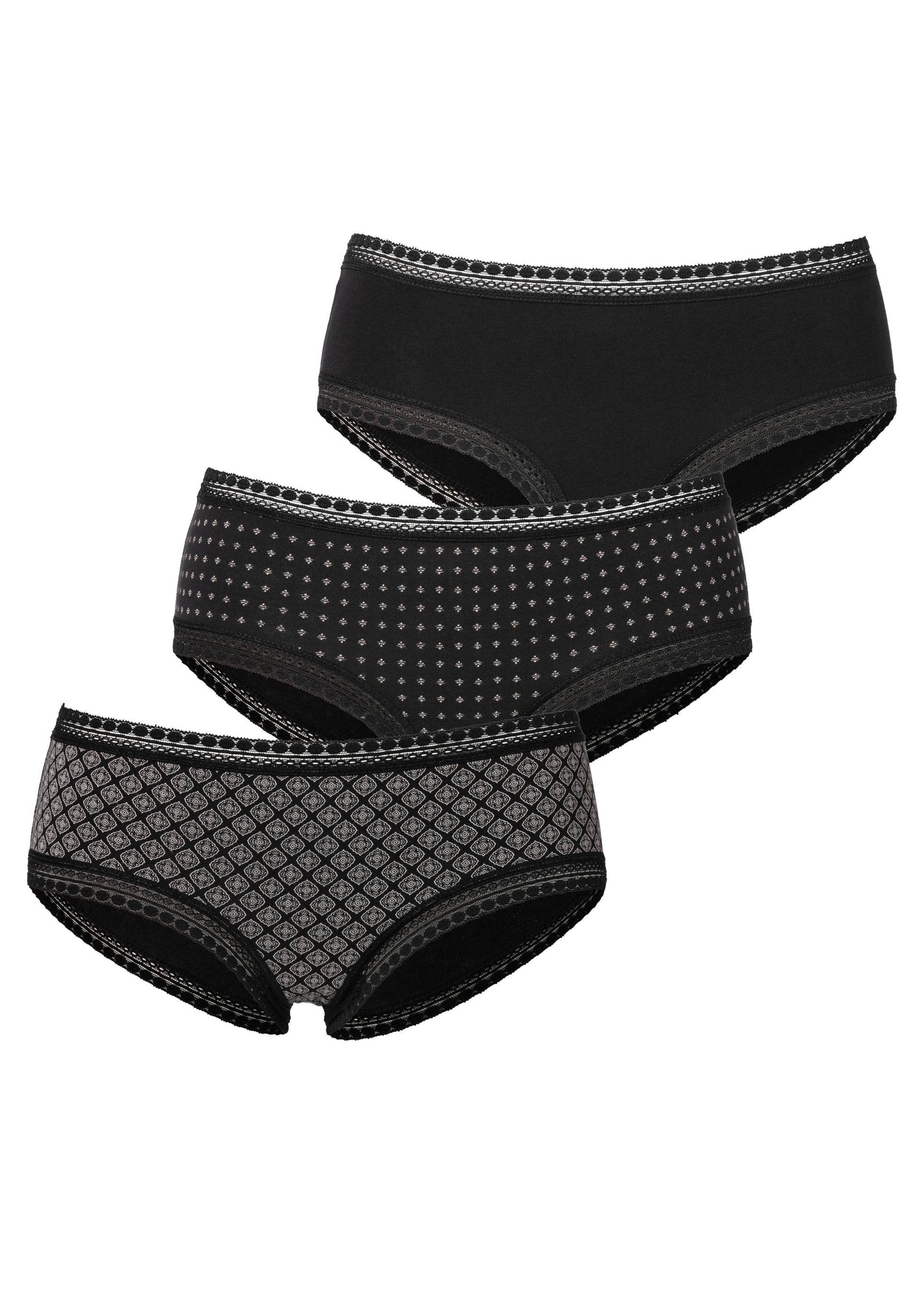 LASCANA Panty, (3er-Pack), aus elastischer Baumwolle mit weicher Spitze von LASCANA