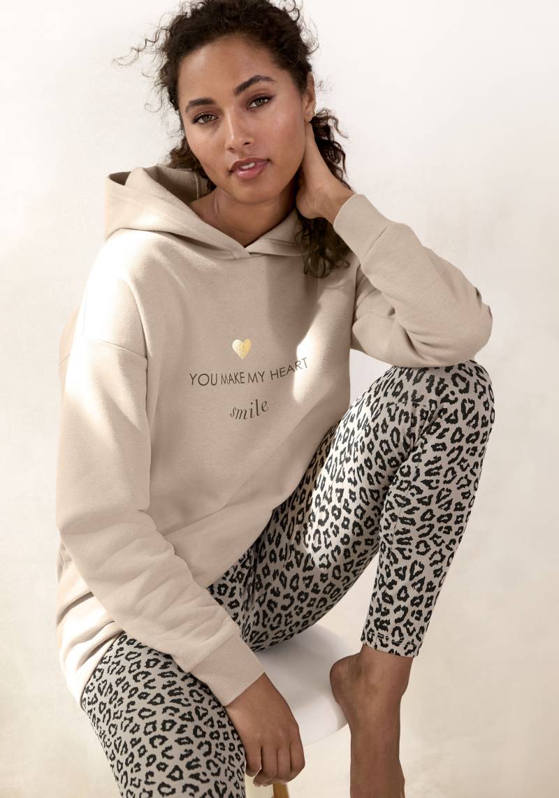 LASCANA Hoodie, Lounge-/Kapuzenpullover mit Print vorne, Loungewear von LASCANA