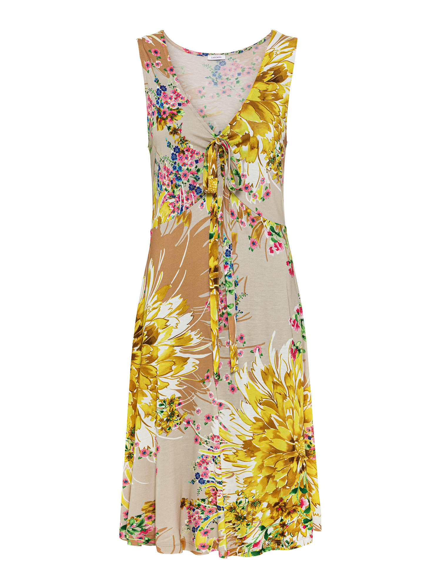 LASCANA Jerseykleid, mit Alloverdruck und Bindeband, Trägerkleid, Strandkleid, sommerlich von LASCANA