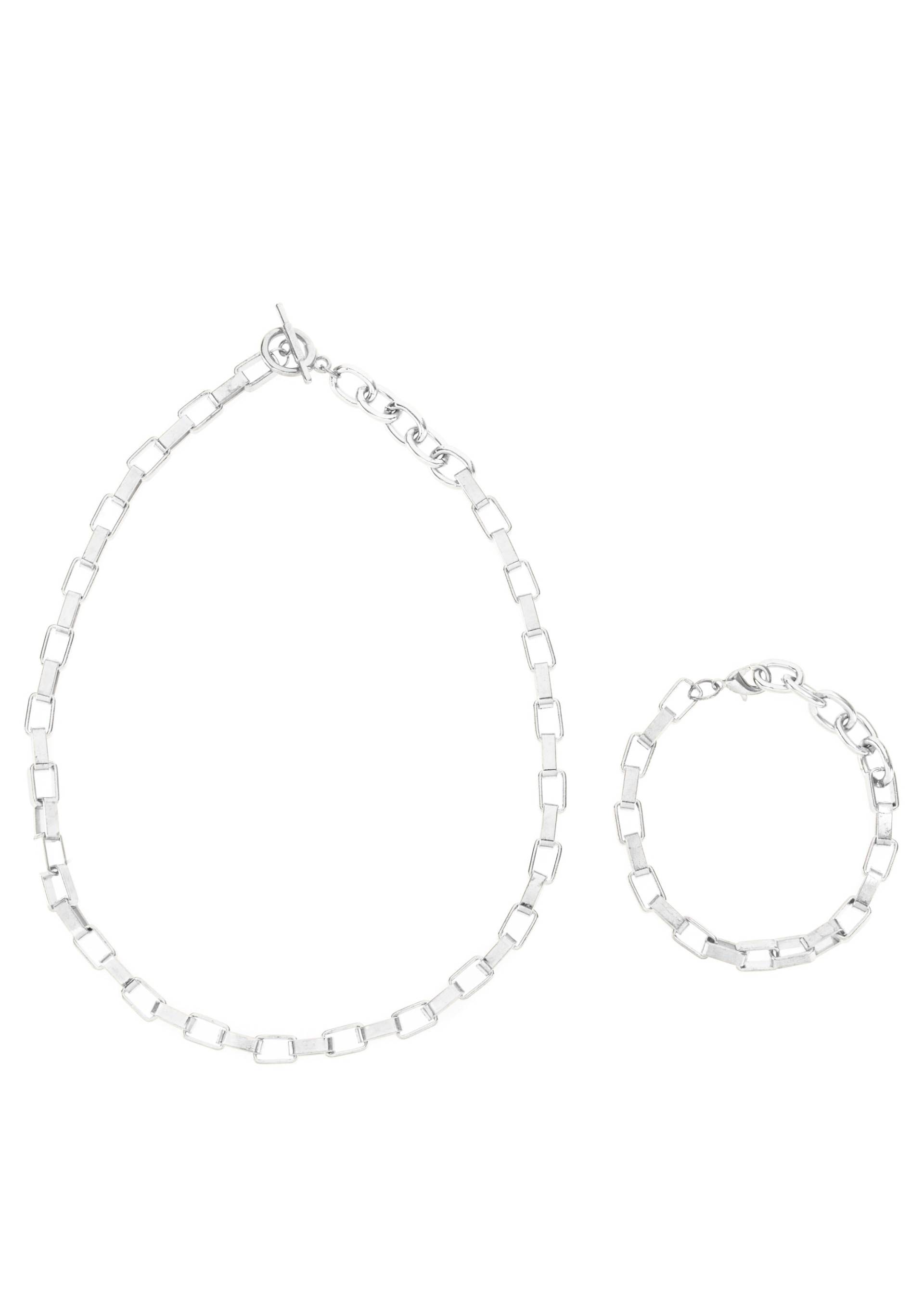 LASCANA Ketten und Armband Set, Schmuck-Set, 2-tlg. Gliederkette, Halsschmuck,Halskette & Armkette Set von LASCANA