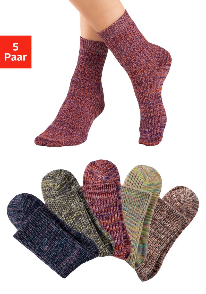 LASCANA Socken, (Packung, 5 Paar), gestrickt mit farbigen Garnen von LASCANA