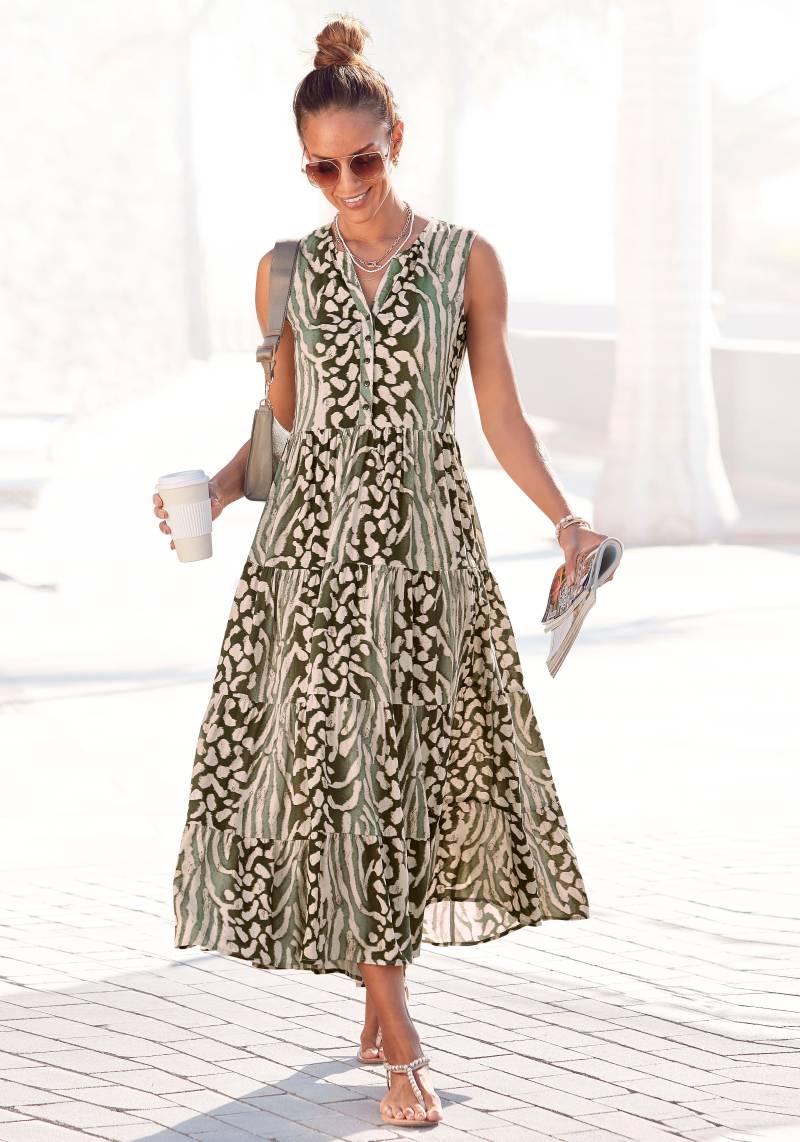 LASCANA Maxikleid, mit Animalprint und Knopfleiste, Sommerkleid, Strandkleid von LASCANA