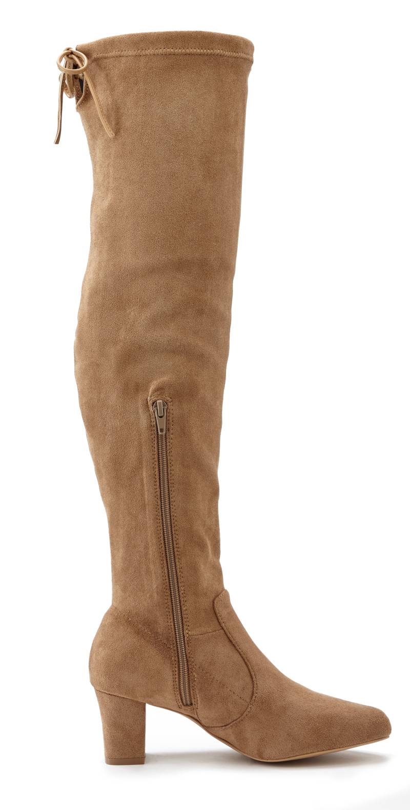 LASCANA Overkneestiefel »Slouchy Boots«, Langschaft Stiefel, Schlupf-Boot, weiches Stretchmaterial, Blockabsatz von LASCANA