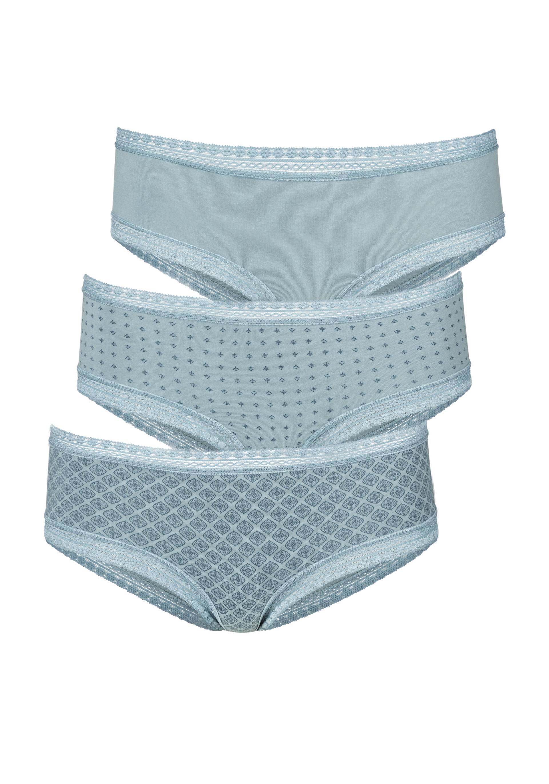 LASCANA Panty, (Packung, 3 St.), aus elastischer Baumwolle mit weicher Spitze von LASCANA