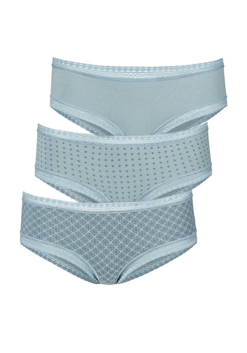 LASCANA Panty, (3er-Pack), aus elastischer Baumwolle mit weicher Spitze von LASCANA