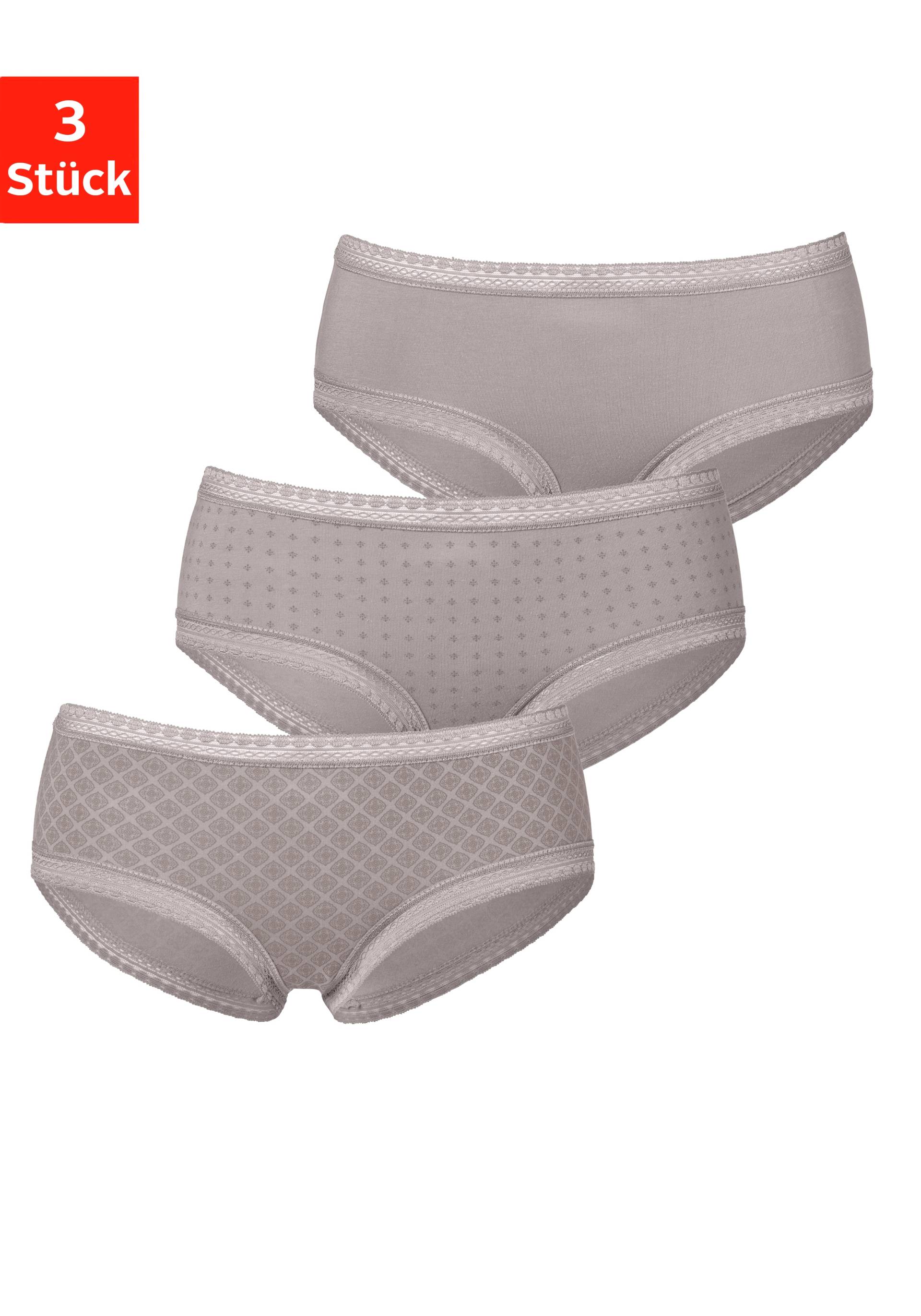 LASCANA Panty, (Packung, 3 St.), aus elastischer Baumwolle mit weicher Spitze von LASCANA