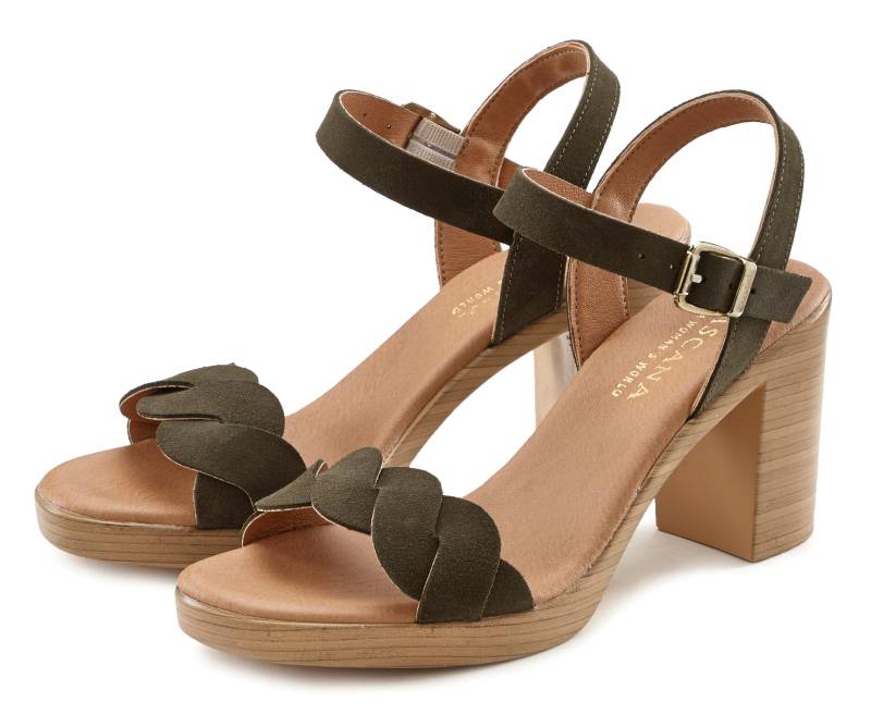 LASCANA Riemchensandalette, Sandale, Sommerschuh aus Leder mit Blockabsatz von LASCANA