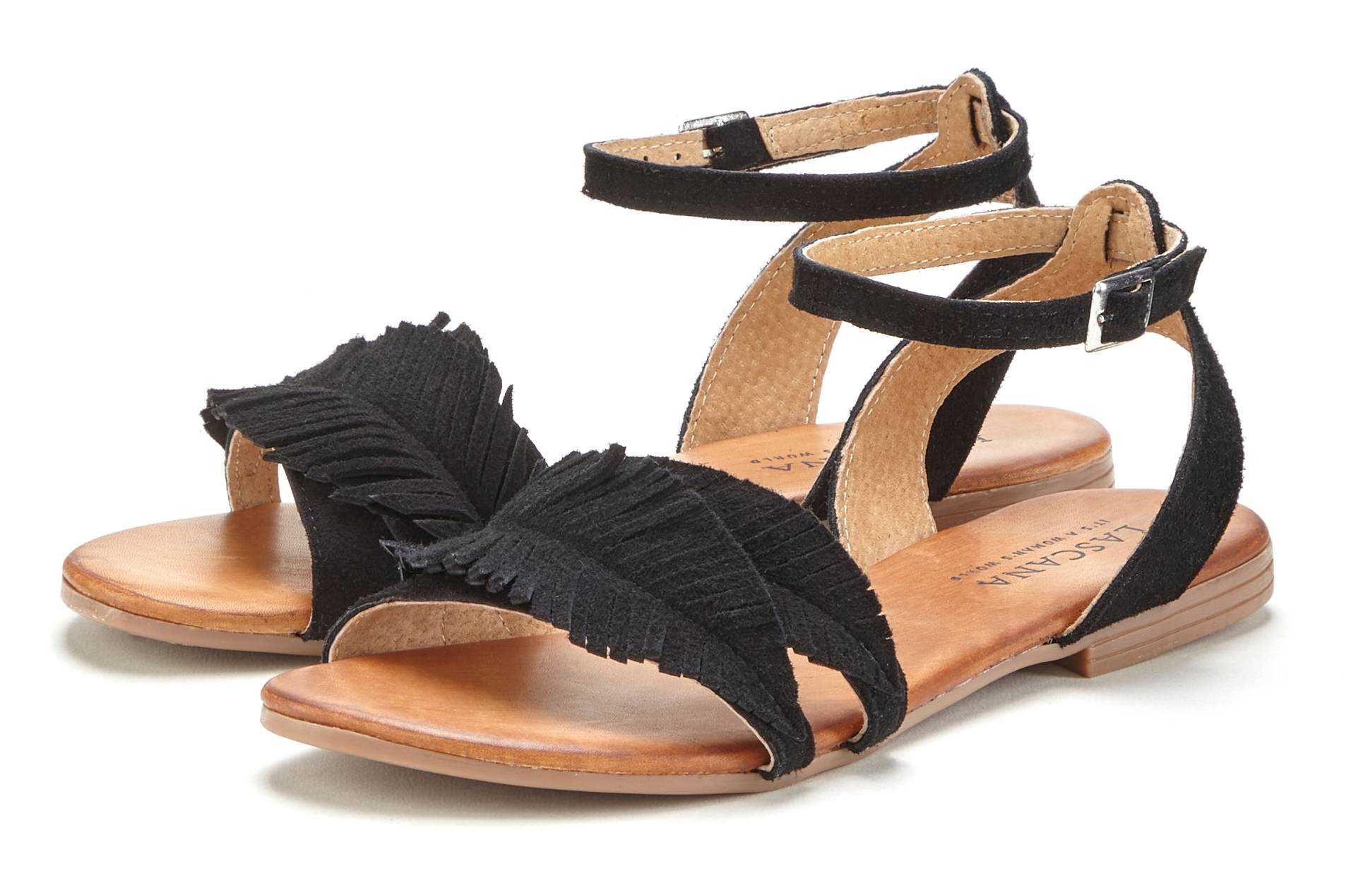 LASCANA Sandale, Sandalette, Sommerschuh aus Leder mit modischen Fransen von LASCANA