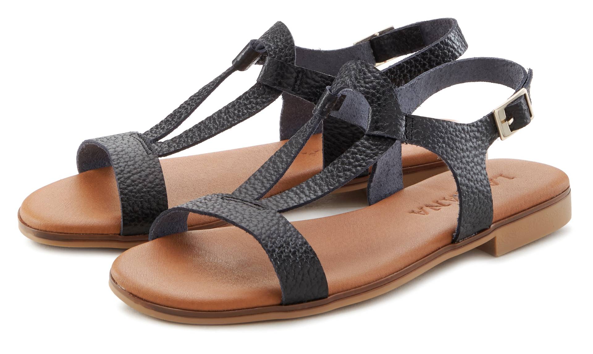 LASCANA Sandale, Sandalette, Sommerschuh aus hochwertigem Leder im Metallic-Look von LASCANA