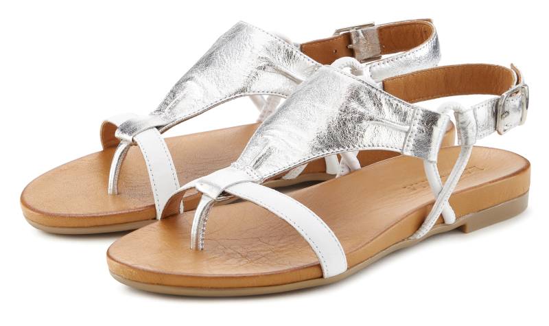 LASCANA Sandale, Sandalette, Sommerschuh aus hochwertigem Leder mit Metallic Optik von LASCANA