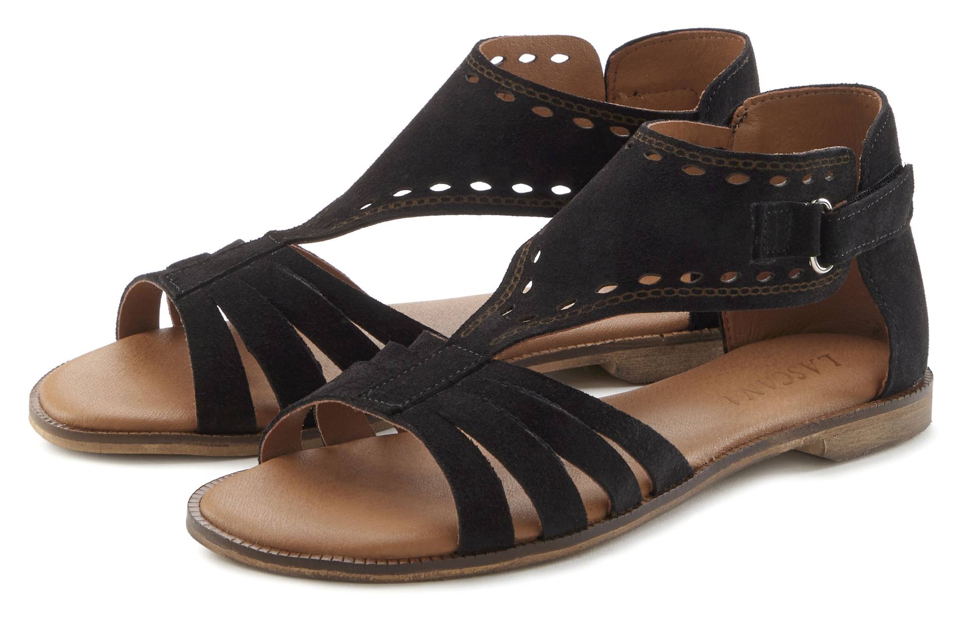 LASCANA Sandale, Sandalette, Sommerschuh aus hochwertigem Leder mit kleinen Cut-Outs von LASCANA