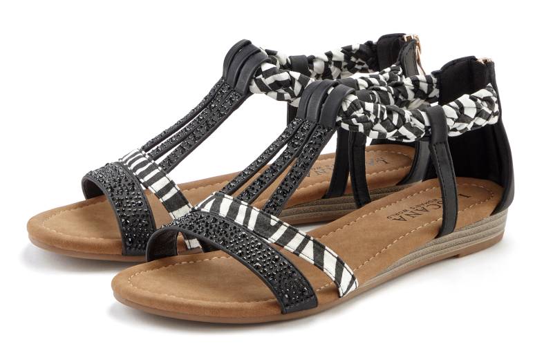 LASCANA Sandale, Sandalette, Sommerschuh mit Verzierung und kleinem Keilabsatz VEGAN von LASCANA