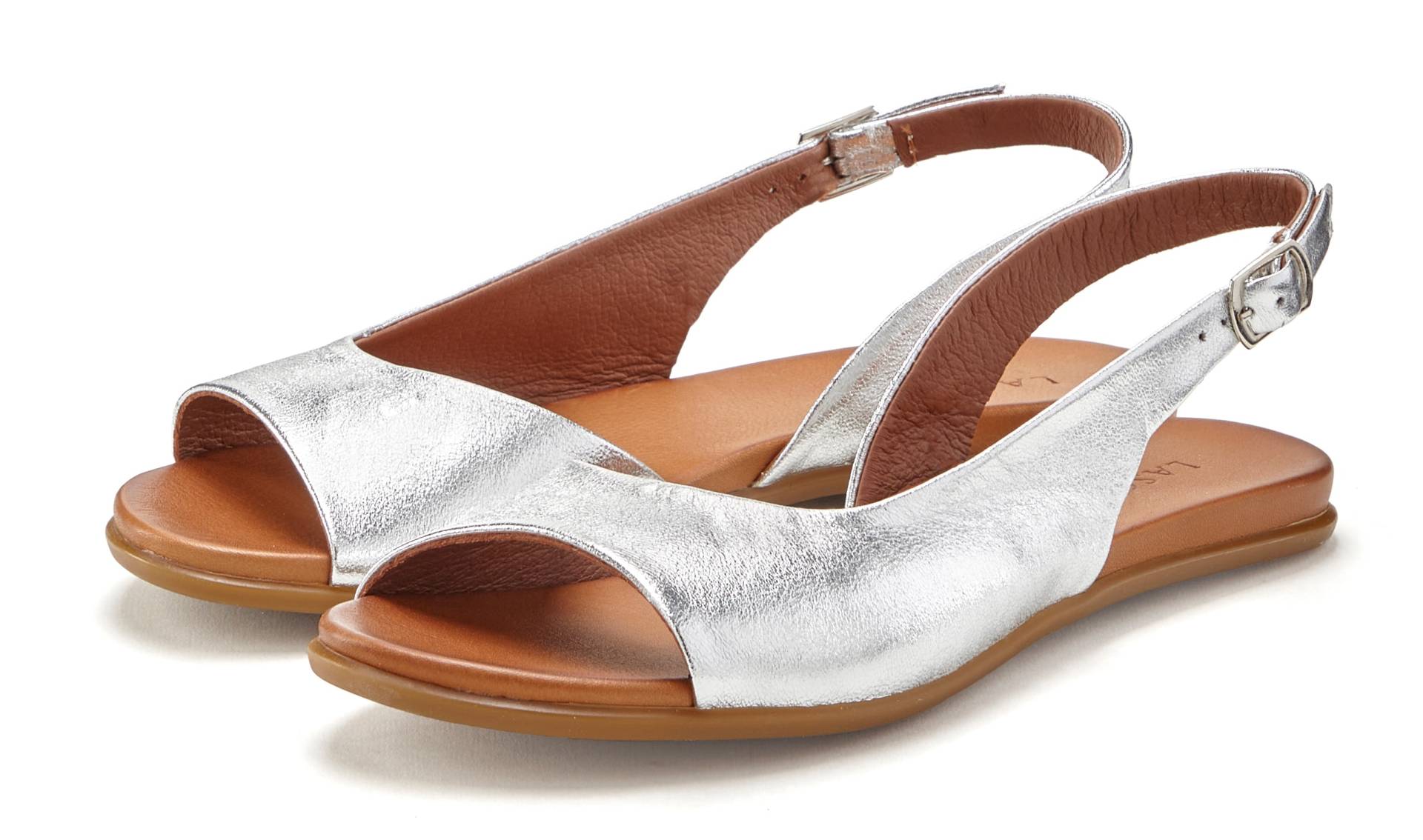 LASCANA Sandale, aus Leder in modischer Metallic-Optik, Sandalette, Sommerschuh von LASCANA