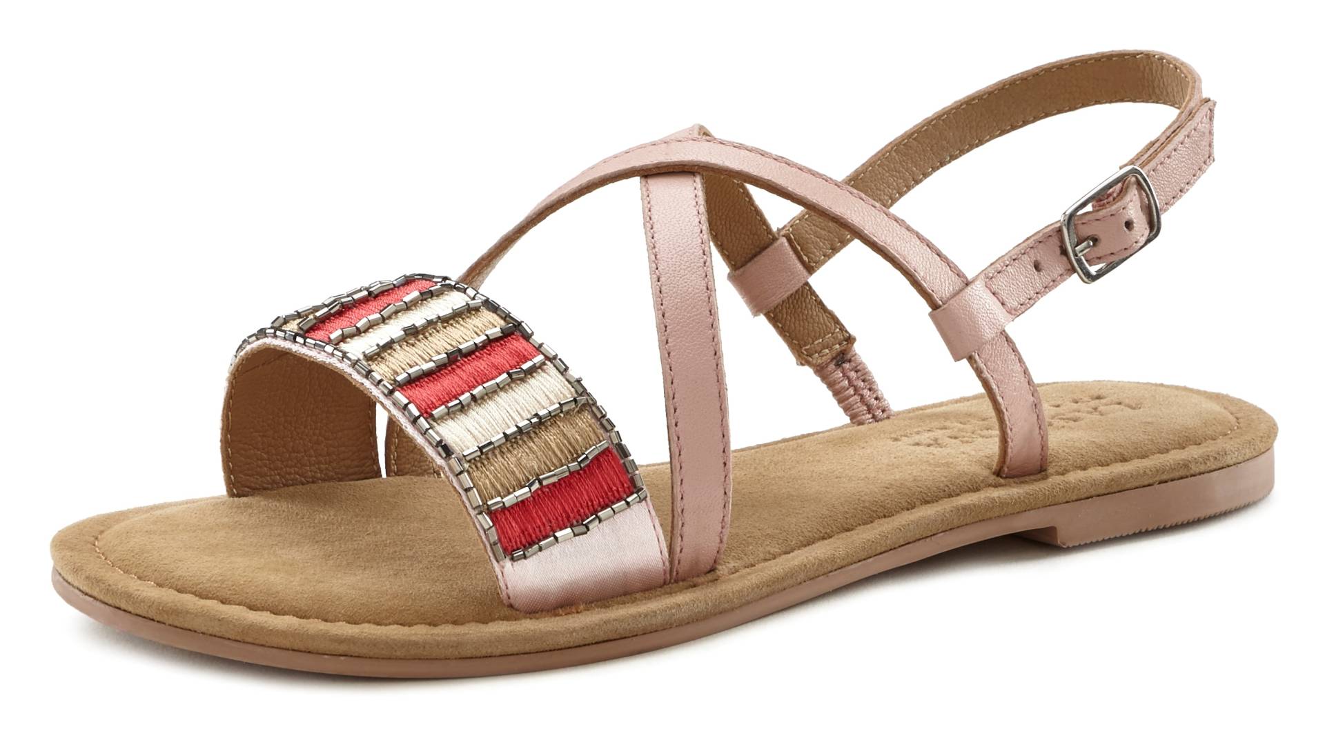 LASCANA Sandale, Sandalette, Sommerschuh aus Leder mit dekorativem Band von LASCANA