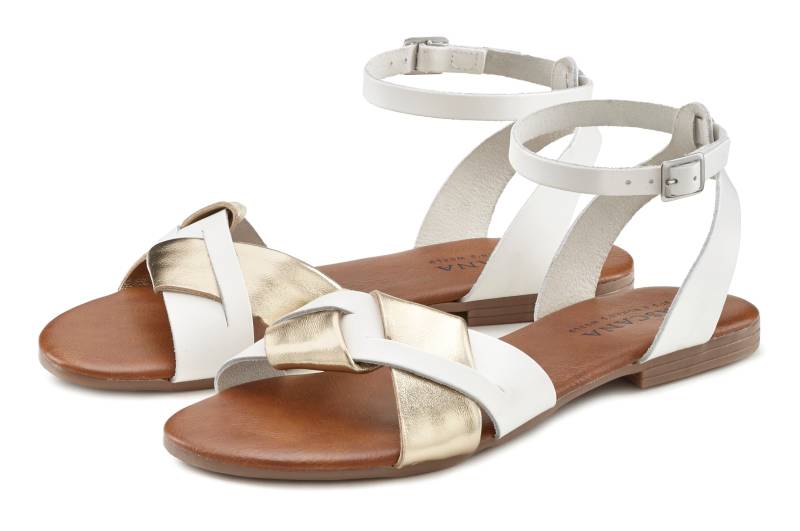 LASCANA Sandale, Sandalette, Sommerschuh aus hochwertigem Leder mit Metallic Optik von LASCANA