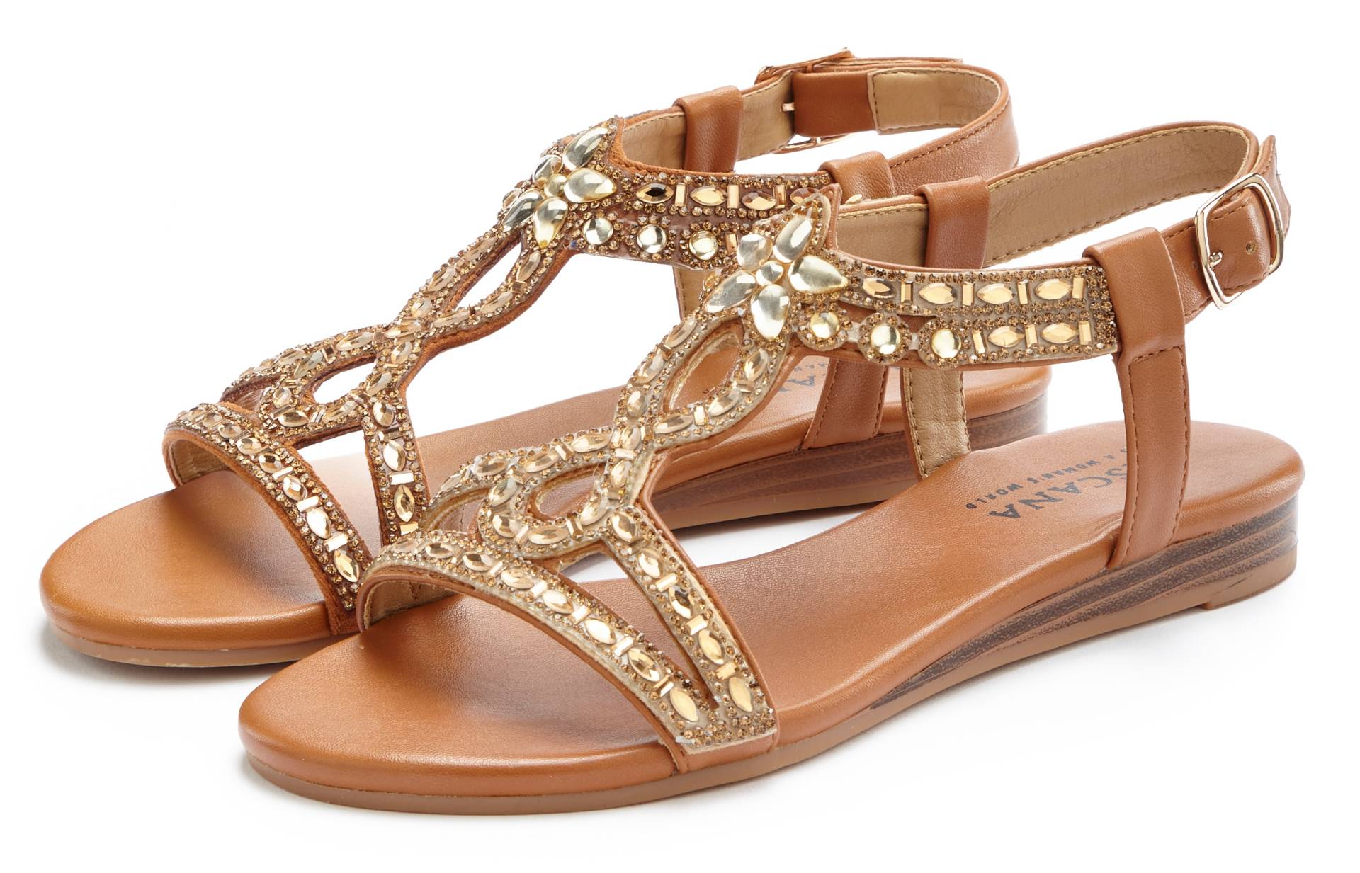 LASCANA Sandale, Sandalette, Sommerschuh mit Glitzersteinen von LASCANA