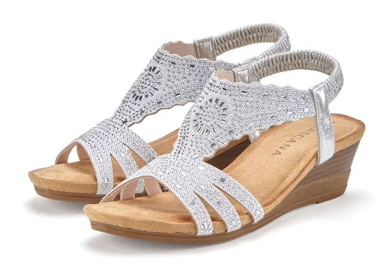 LASCANA Sandalette, Sandale, Sommerschuh mit Glitzerdetails und elastischem Riemchen von LASCANA