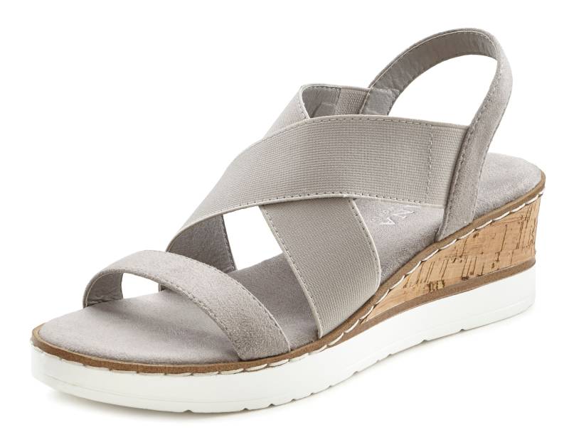 LASCANA Sandalette, Sandale, Sommerschuh mit Keilabsatz und elastischen Riemen VEGAN von LASCANA