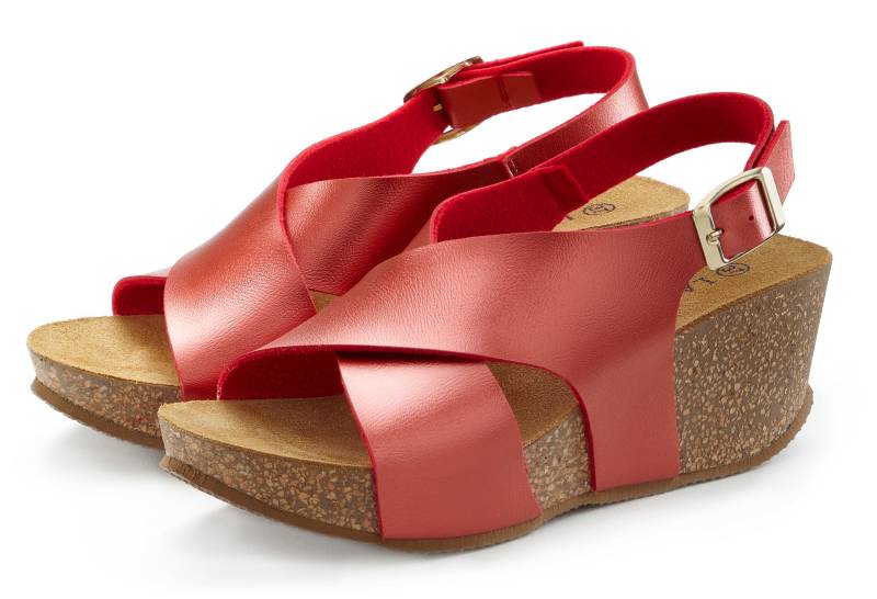 LASCANA Sandalette, Sommerschuh mit Keilabsatz und Korkfussbett von LASCANA