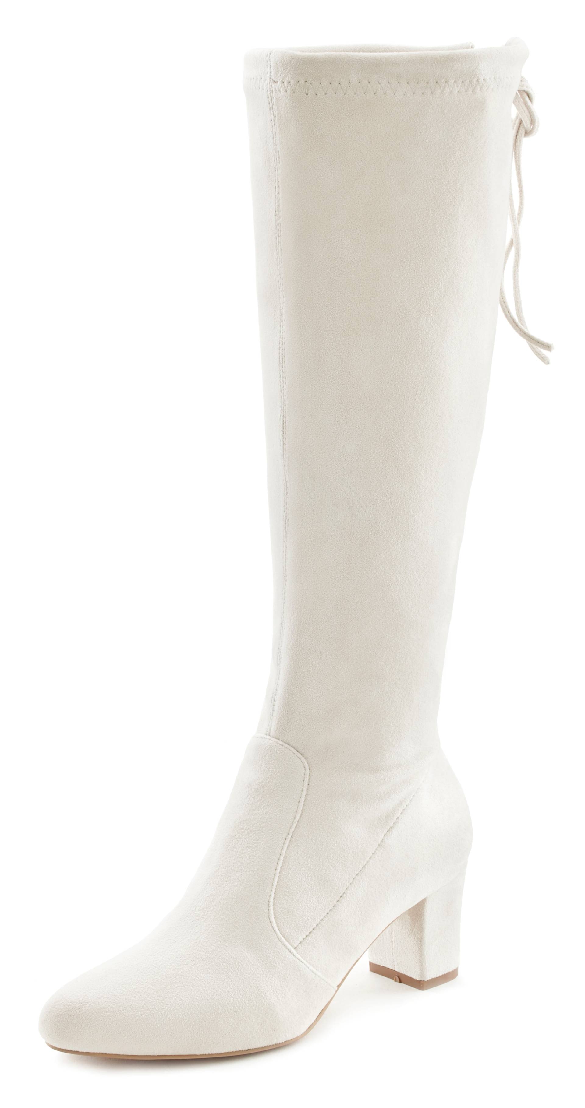 LASCANA Schlupfstiefel, Schlupfboots, Slouchy Boots, Slip-On, Stretch & Blockabsatz von LASCANA