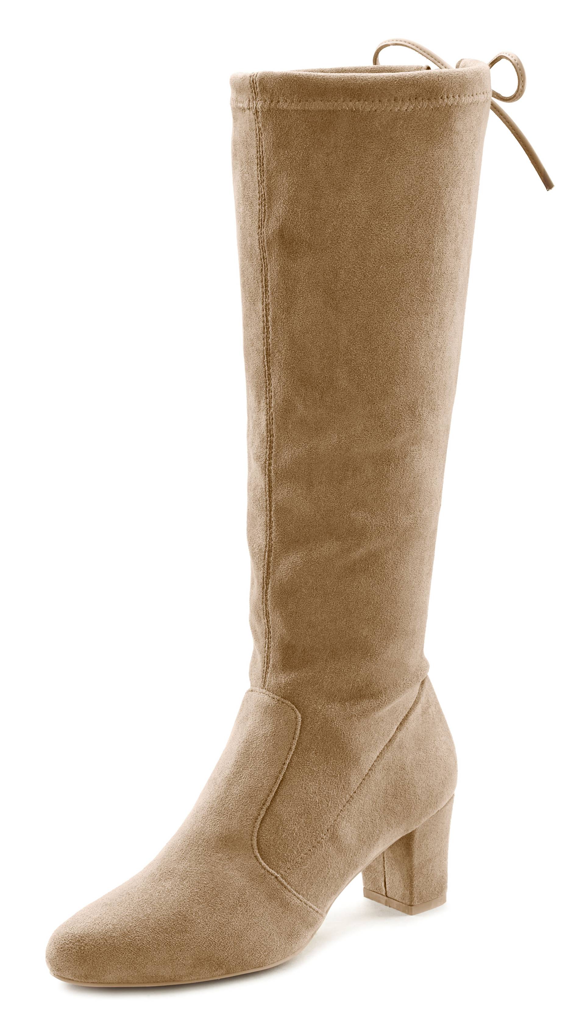 LASCANA Schlupfstiefel, Schlupfboots, Slouchy Boots, Slip-On, Stretch & Blockabsatz LASCANA Schlupfstiefel, Schlupfboots, Slouchy Boots, Slip-On, Stretch & Blockabsatz von LASCANA