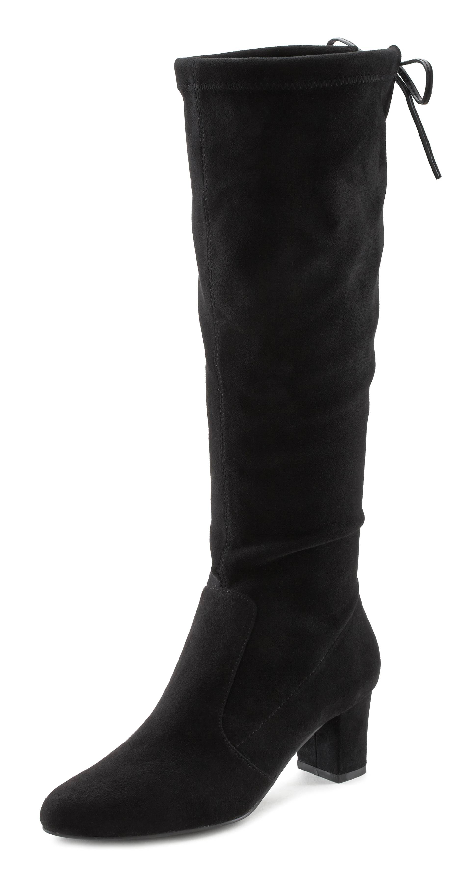 LASCANA Schlupfstiefel, Schlupfboots, Slouchy Boots, Slip-On, Stretch & Blockabsatz von LASCANA